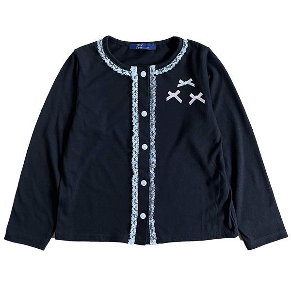 ☆新品☆ 120 子供服 女の子 1123 黒 長袖 カーディガン リボンモチーフ付き TC天竺ニット フォーマル 入学式 発表会 七五三 慶弔 発表会
