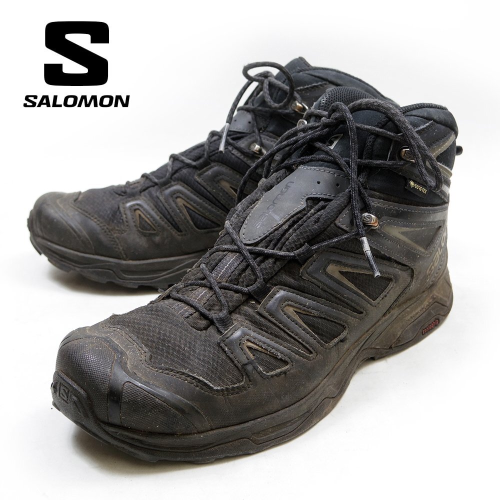 28.5cm表記　SALOMON サロモン　トレッキングシューズ　登山　ハイキング　スニーカー　ブラック　テック　ピクニック　/2025.2.15/P2445