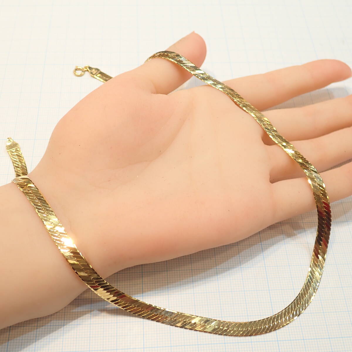 ■750 K18 ITALY デザインネックレス 18.8g 42cm■引輪■中古美品■