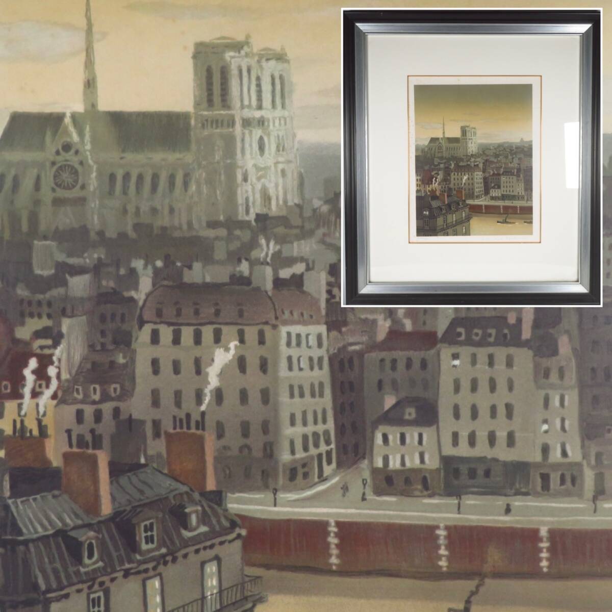 【SAKURAYA】真作保証【夜明け/ミッシェル・ドラクロワ】リトグラフ 絵画 美術 芸術 アート 画家 骨董品 額装 直筆サイン 66.5×58.5