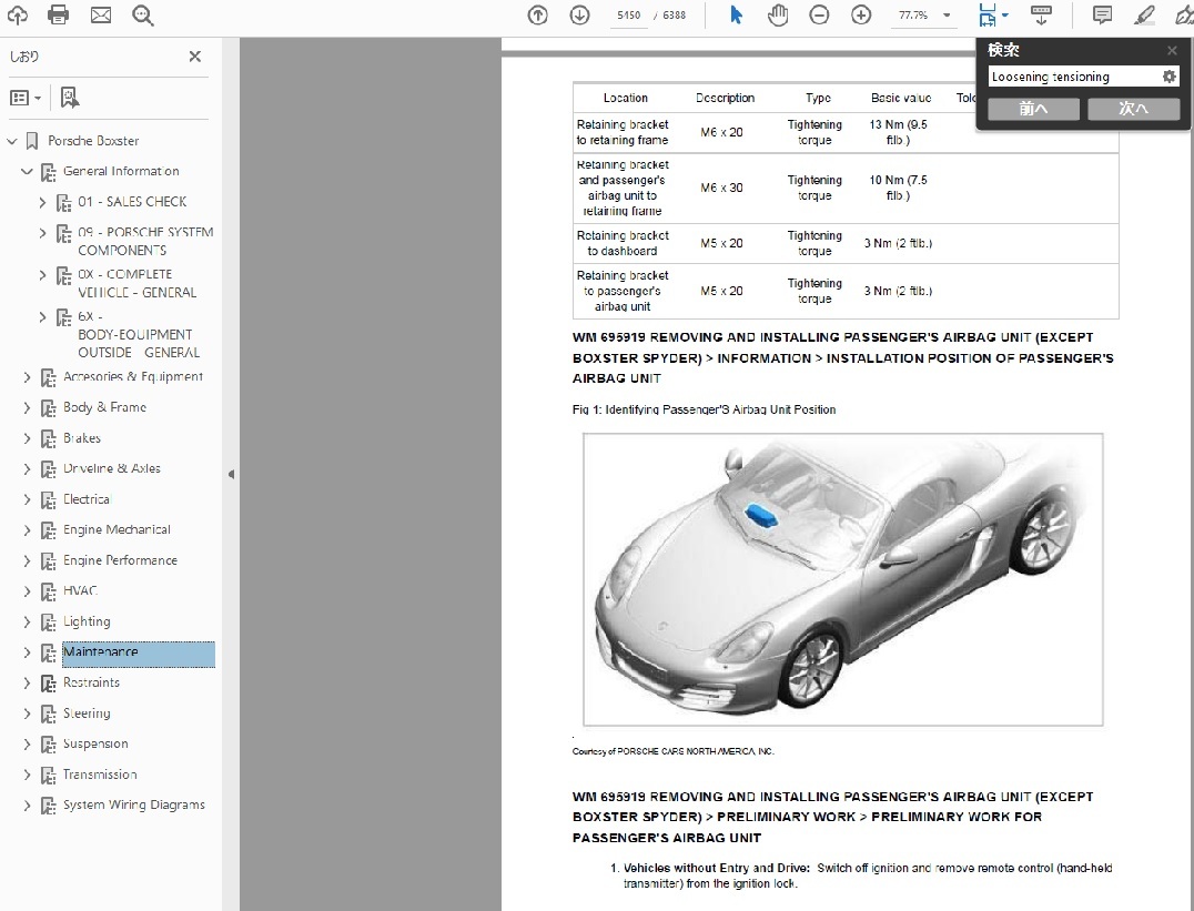 ポルシェ　ボクスター　ケイマン　981（2012-2016） ワークショップ&配線図 整備書