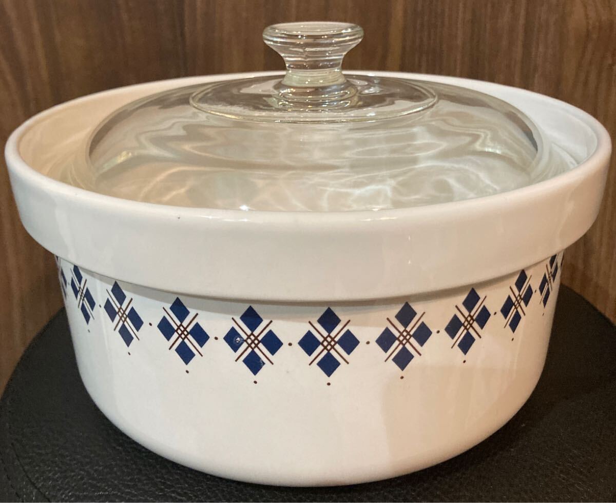 昭和レトロ 美品 【 ククレット レンジ専用 陶器鍋 落とし蓋付き 】 直火不可 鍋 陶器 アンティーク レトロ キッチン用品 炊事道具 
