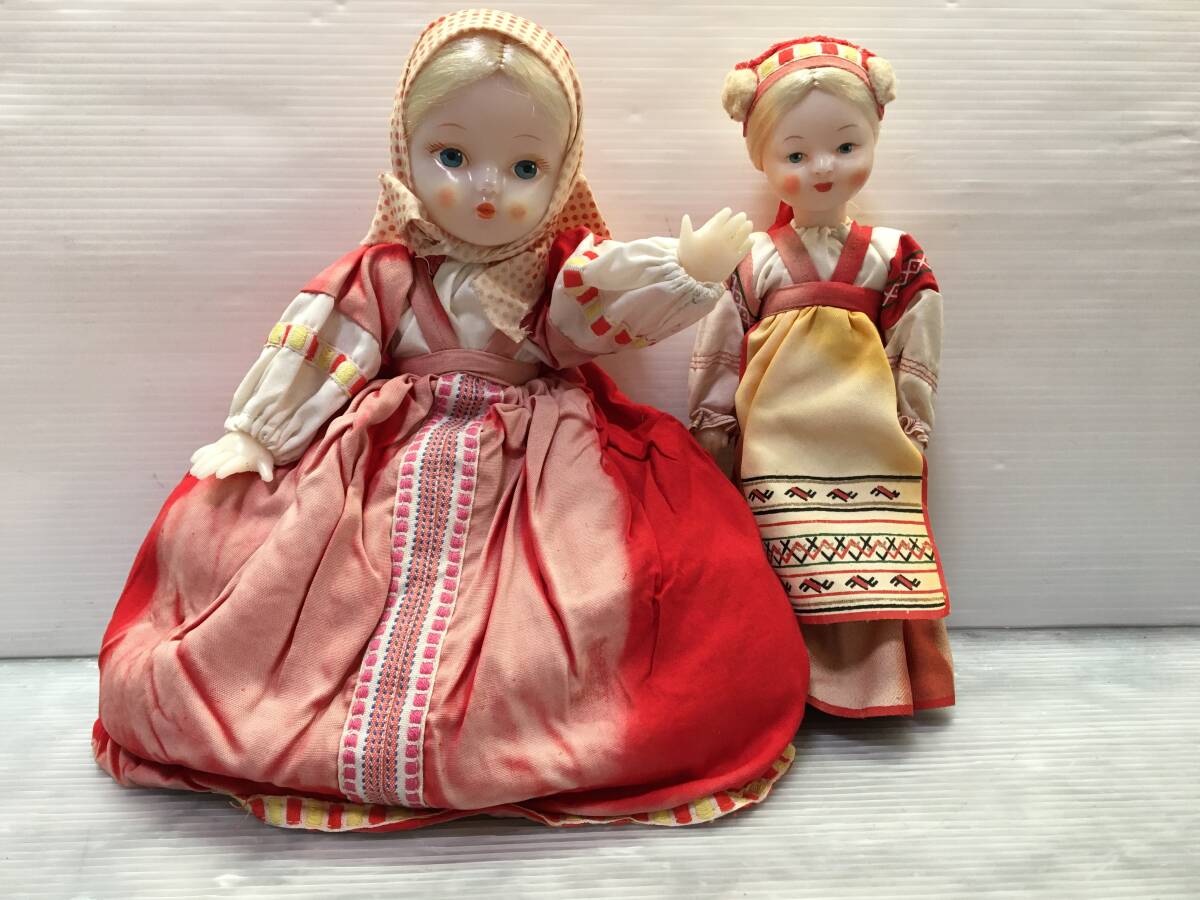 □ G135 □ アンティーク ビンテージ 当時物 レトロ RUSSIA ロシア 民族衣装 人形 モスクワ ソ連 高さ31/29cm