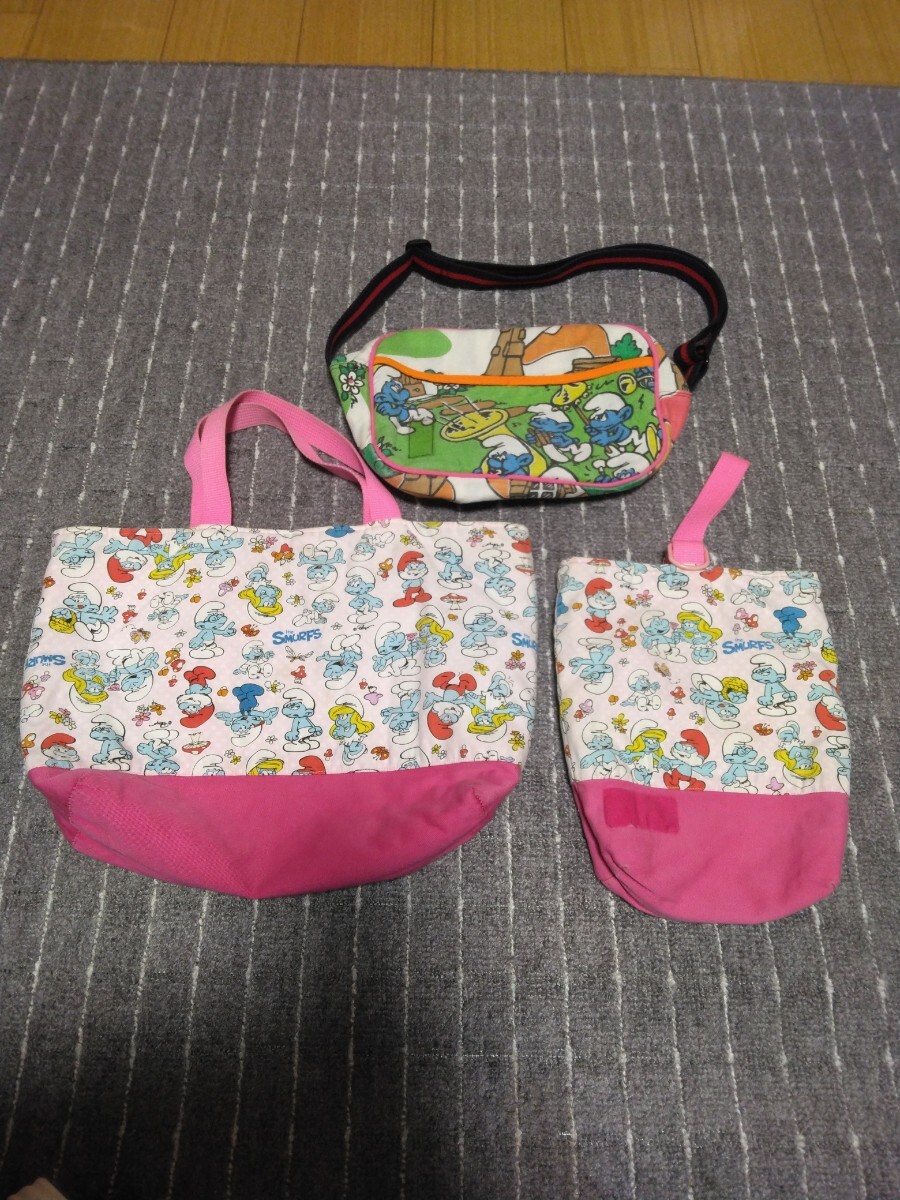 スマーフ バッグ 手提げバッグ 上靴入れ ショルダーバッグ 幼稚園バッグ スクールバッグ セット まとめて まとめ売り 大量 