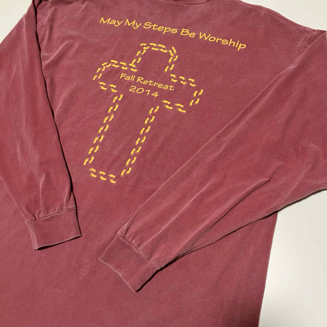 ビッグシルエット　十字架　長袖プリントTシャツ　XLサイズ　メンズ　レディース