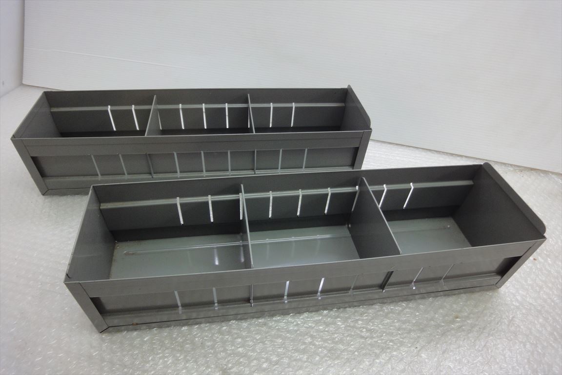 ◆j10-2F9002 / 【レトロ】アンティーク スチール製 収納ボックス ２点 ★ 可動仕切り付★ 小物入れ/ツールボックス