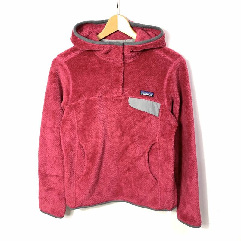 ■ 女性用 2011年製 パタゴニア モコモコ フリース パーカー S ピンク patagonia POLARTEC インナー 差し色 プルオーバー 古着 ■