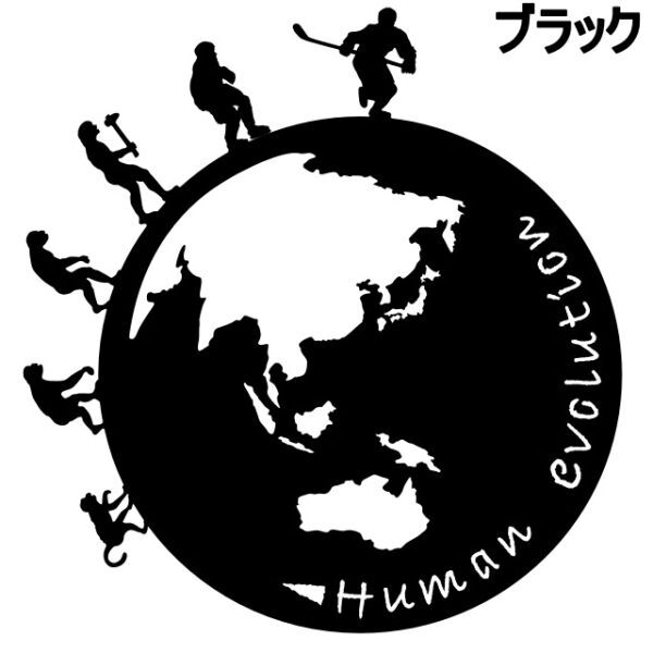 《IH02》11.0×10.4cm【地球型人類の進化-アイスホッケー編】アジアリーグ、IJリーグ、アイスホッケー応援ステッカー(1)