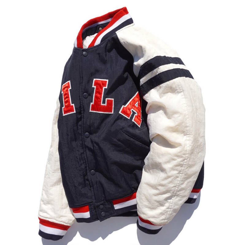 1990s ヴィンテージ FILA スタジャン型 ナイロンジャケット S トリコロール 中綿 フィラ ブルゾン 古着