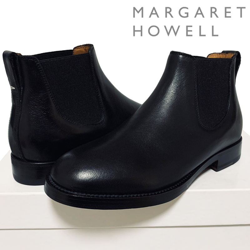 未使用 2019 マーガレットハウエル プレミアムライン サイドゴア レザー ブーツ 35.5 黒 ブラック MARGARET HOWELL 定価110000円