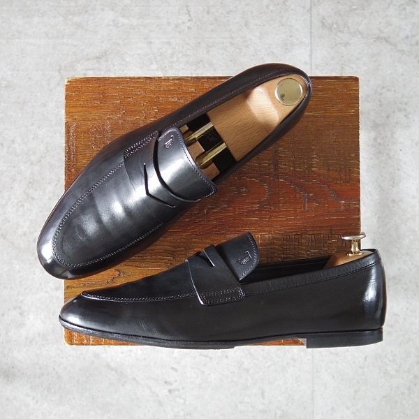 ★美品★(伊)TOD'S/トッズ SIZE 6【同系モデル定価￥113,300-★コインローファー/黒】カーフ/メンズ★m985-5