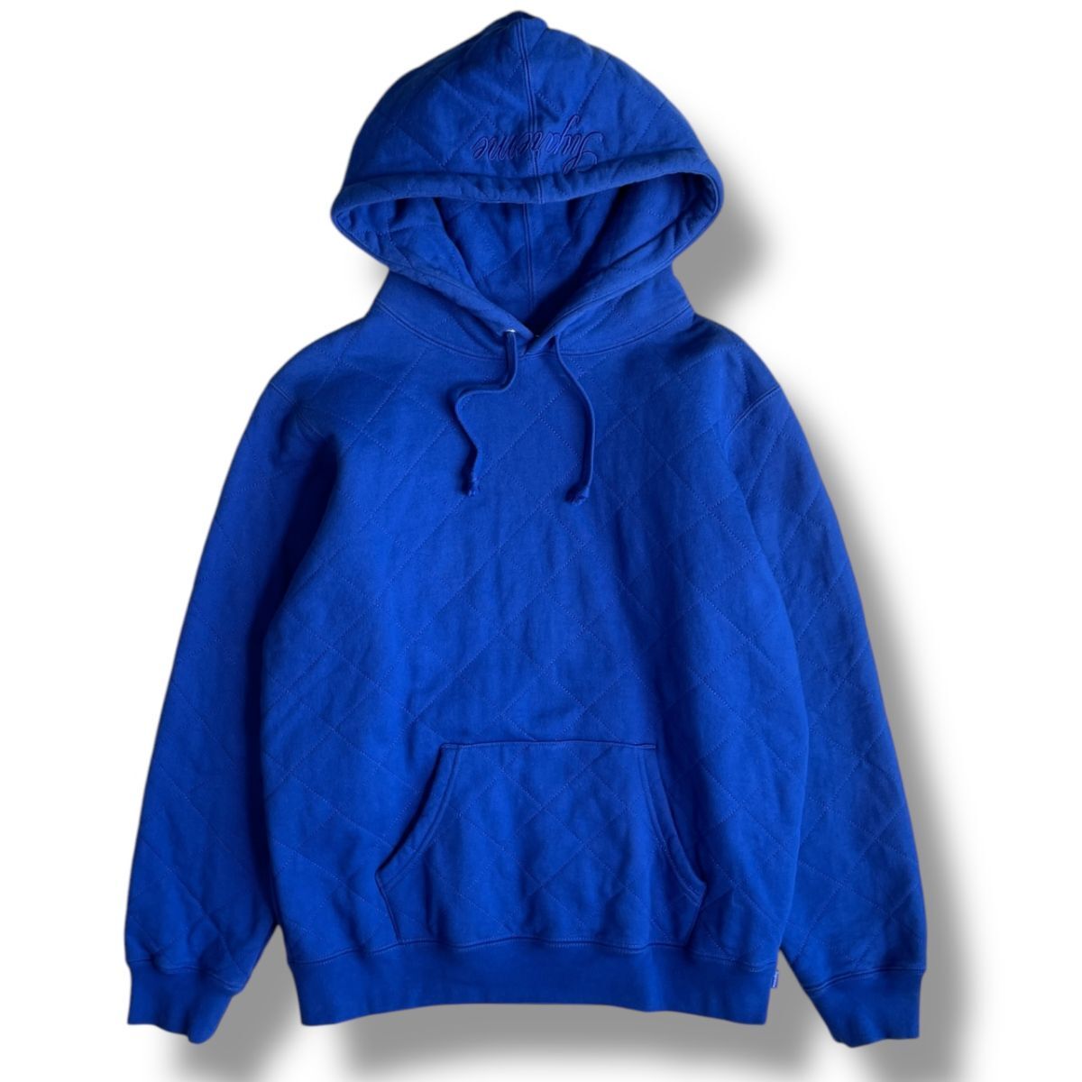 国内正規品★ Supreme シュプリーム キルティング プルオーバー パーカー フーディ スウェット ブルー S 刺繍 ストリート スケートボード
