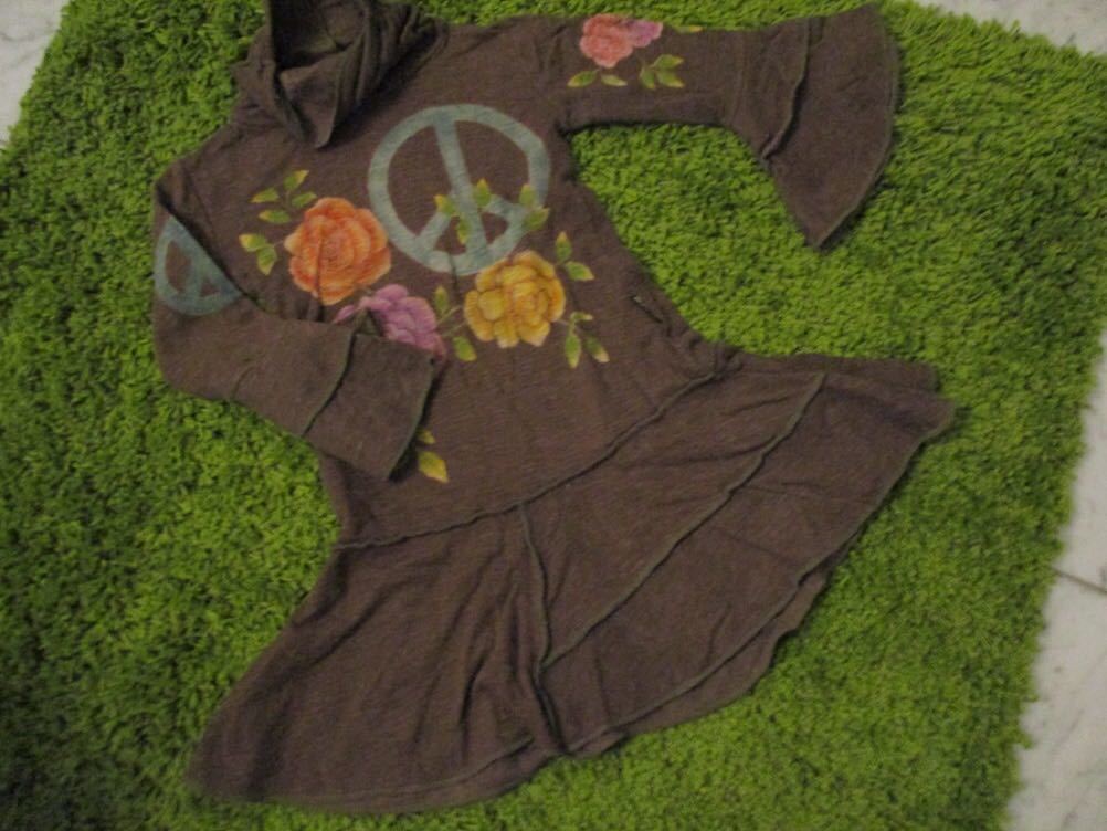 マニス ティアードワンピース 茶 100cm