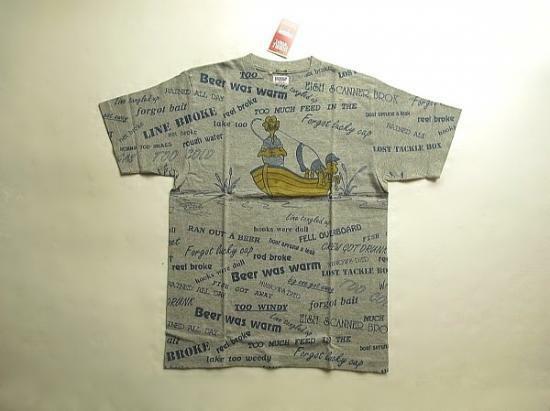 Lot.33005　クルーネックＴシャツ/FISHING BOAT（ダブルワークス）総柄　フィッシング・ボート　釣り　コットン　丸胴　ウエアハウス　新品