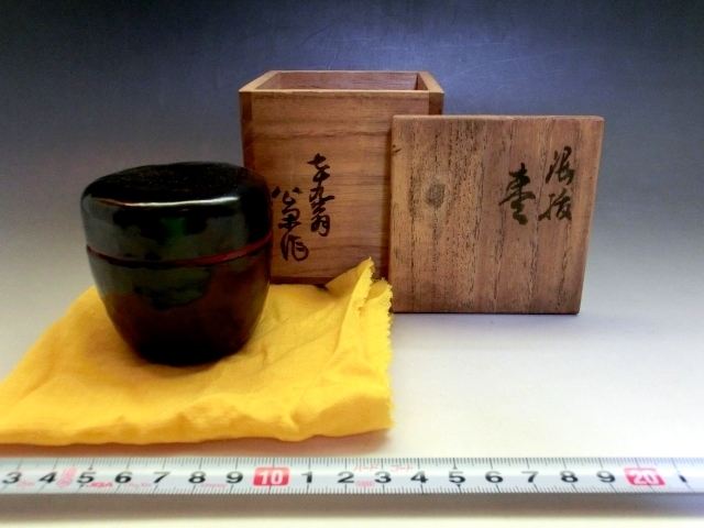 棗■なつめ 泥抜？公李作？黒塗り朱塗り 漆器 お茶道具 古美術 時代物 骨董品■