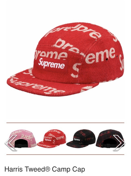 [送料無料] [新品未使用]18AW Supreme シュプリーム Harris Tweed Camp Cap キャンプキャップ RED 赤 コラボ