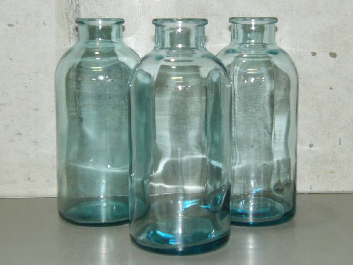 昭和レトロ 古いガラス瓶 薬瓶 医療瓶 古道具 ３個セット 手作り ガラスビン アンティーク　/BE60Yo