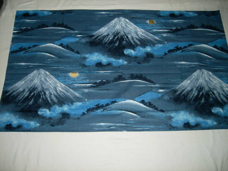 手作り、綿１００％、テーブルクロス、夜の富士山、A