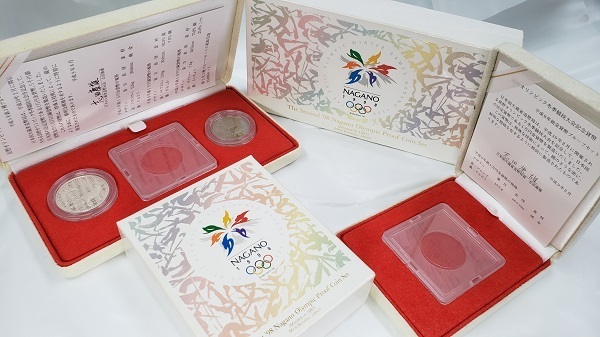 1998年 長野オリンピック 記念コイン プルーフセット ケース2点セット 5000円銀貨 500円白銅貨入り 金貨なし 記念硬貨