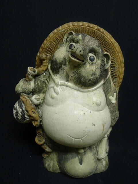 a◆223 信楽焼 狸 置物 縁起物 商売盛 金運 開運 魔除け 重量14kg /160
