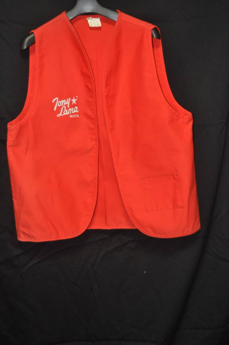 T　アメリカ製　TONY LAMA　BOOTS　ウエスタンブーツ　トニーラマ社員用　作業用　制服　赤　ベスト　M