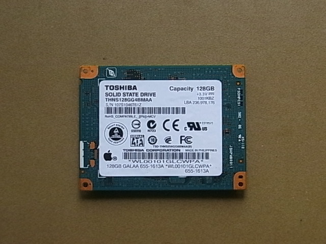 純正　MacBook Air 二代目用SSD 128GB　A1304/MC234J/A用　送料230円　中古良品