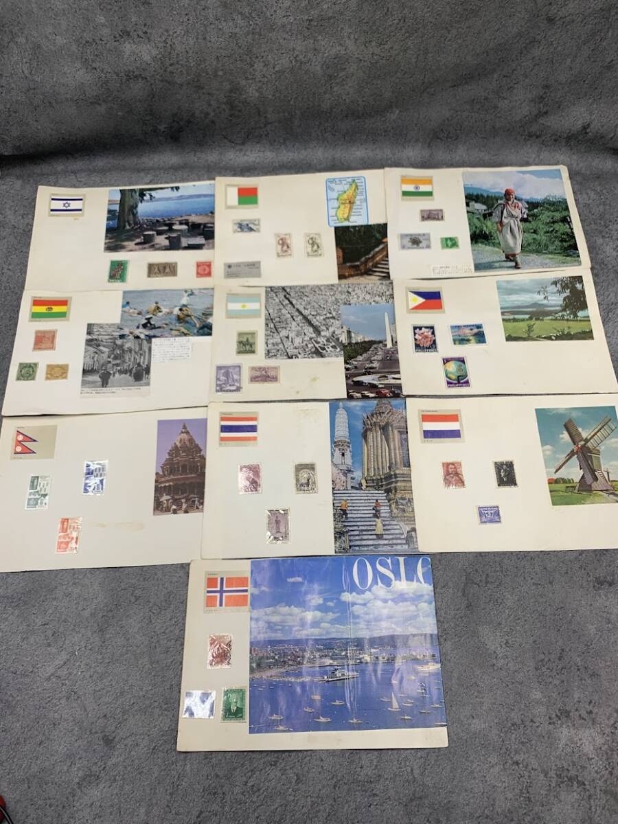 【 昭和レトロ 手作り 世界各国 切手 ⑩ 】未使用？ 使用済み含む イスラエル マダガスカル インドなど