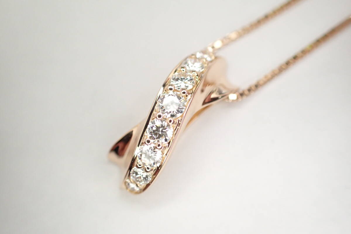 17/美品 モニッケンダム K18PG ダイヤ計0.53ct ネックレス