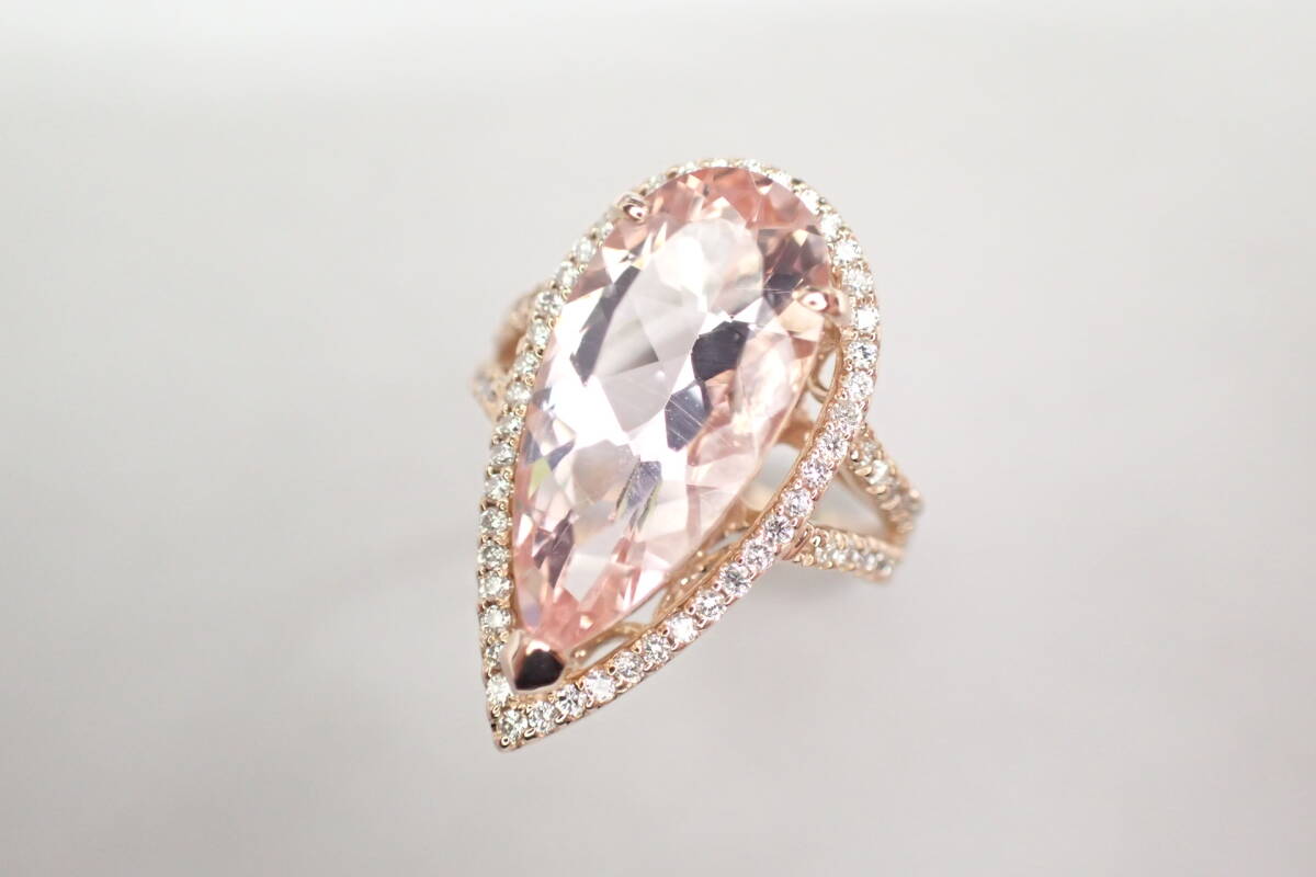 18/美品 K18PG ピンクゴールド モルガナイト4.3ct リング 指輪