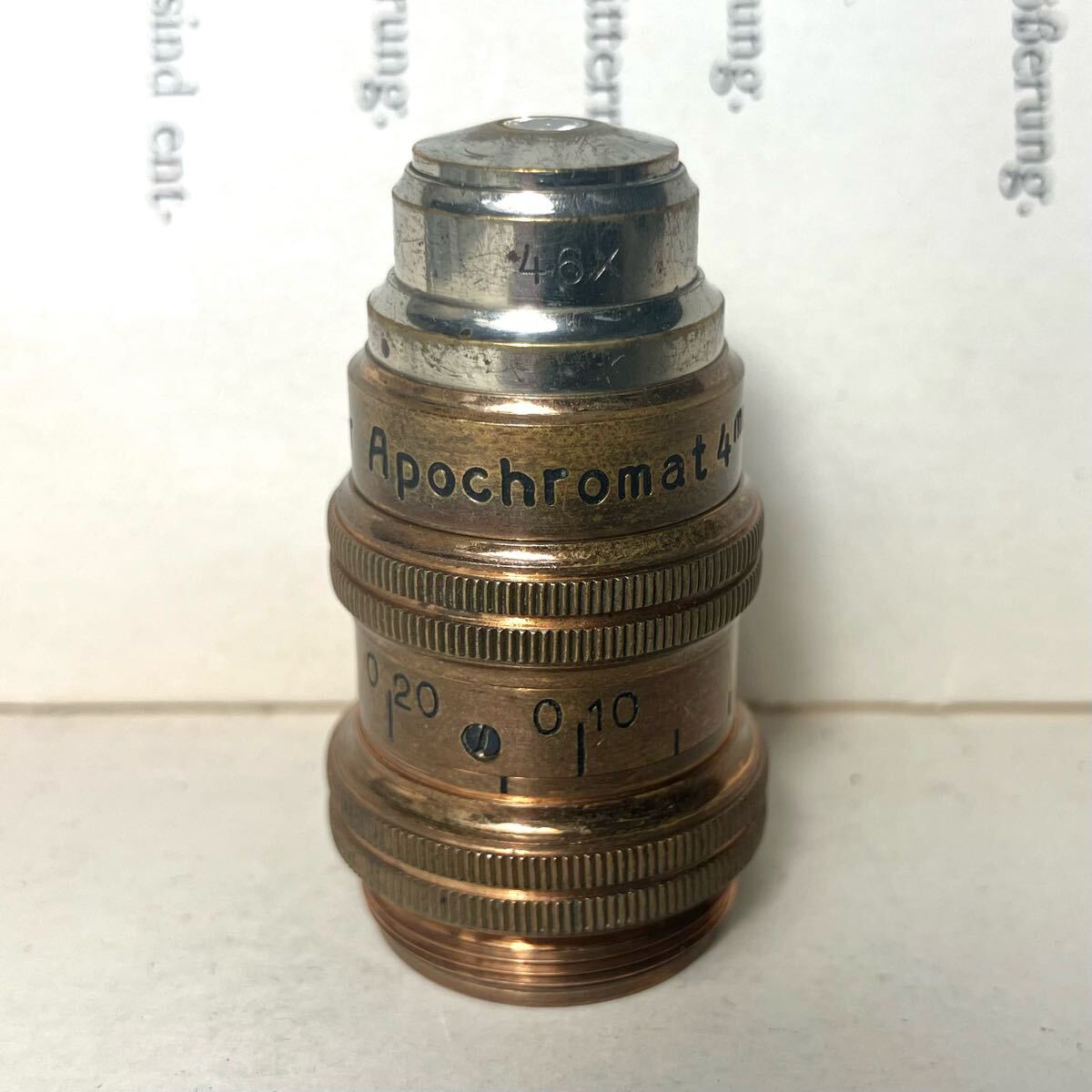 超希少 Leitz Apochromat 顕微鏡 レンズ 4mm 46X 9514 20世紀初頭 ライツ Leica ライカ 珍品 RMS Vintage