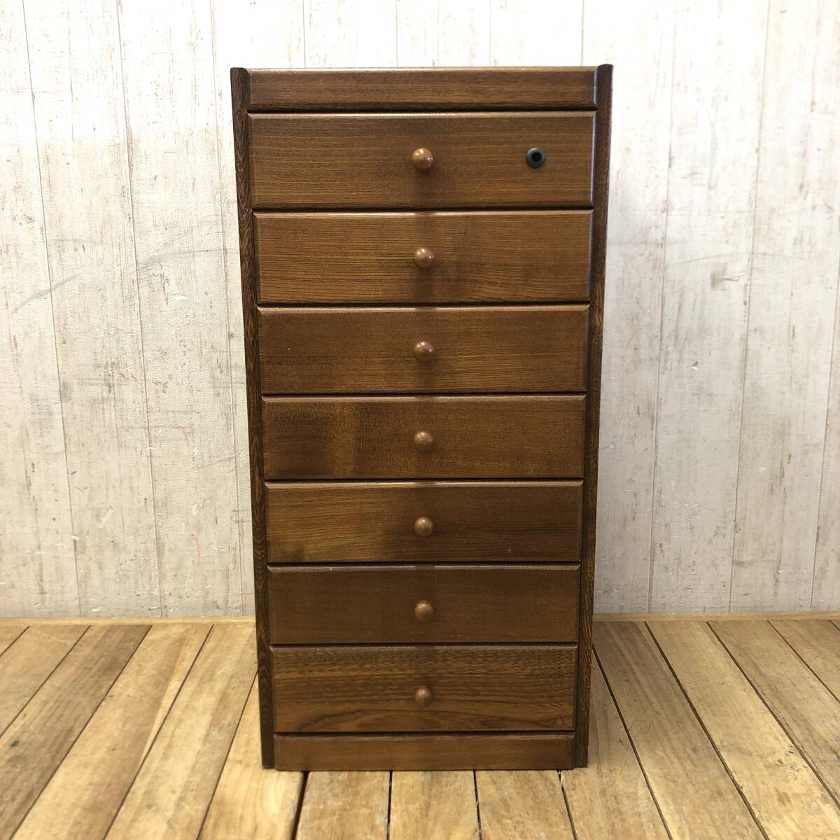 ＊木製 7段チェスト 引き出し 小箪笥 道具箱 7杯 収納棚 家具 小物入れ キャビネット 古民家 茶系 ブラウン系 インテリア レトロ