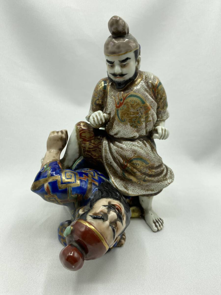 金彩色絵 人物像 陶器 アンティーク 置物 時代物