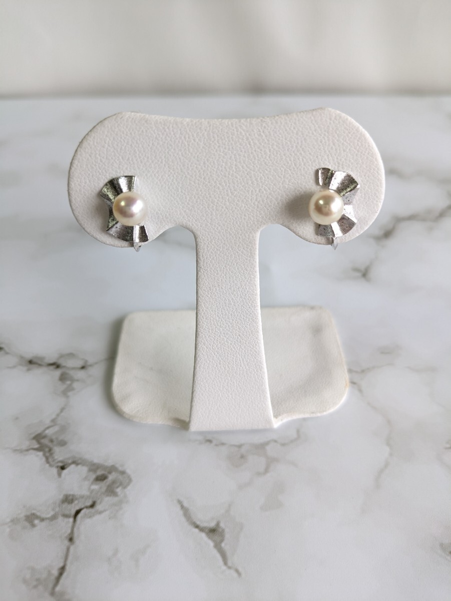 あこや真珠　デザインパールイヤリング　6.5mm結婚式　卒業式　入学式　アンティーク　レトロ　本真珠　田中真珠