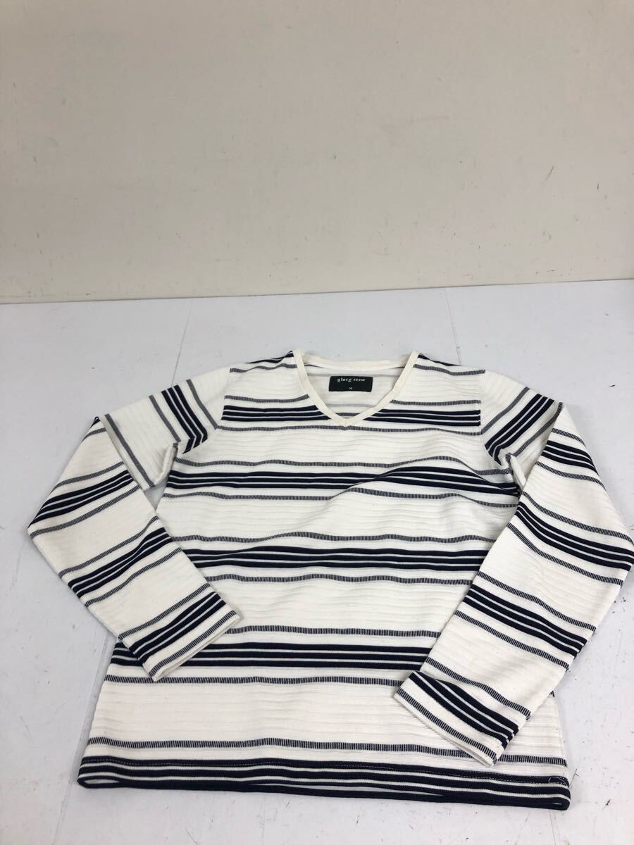 送料無料★glorg ccen★長袖Tシャツ　Ｖネックシャツ　トップス★メンズ　Mサイズ★ボーダーTシャツ#70321stt