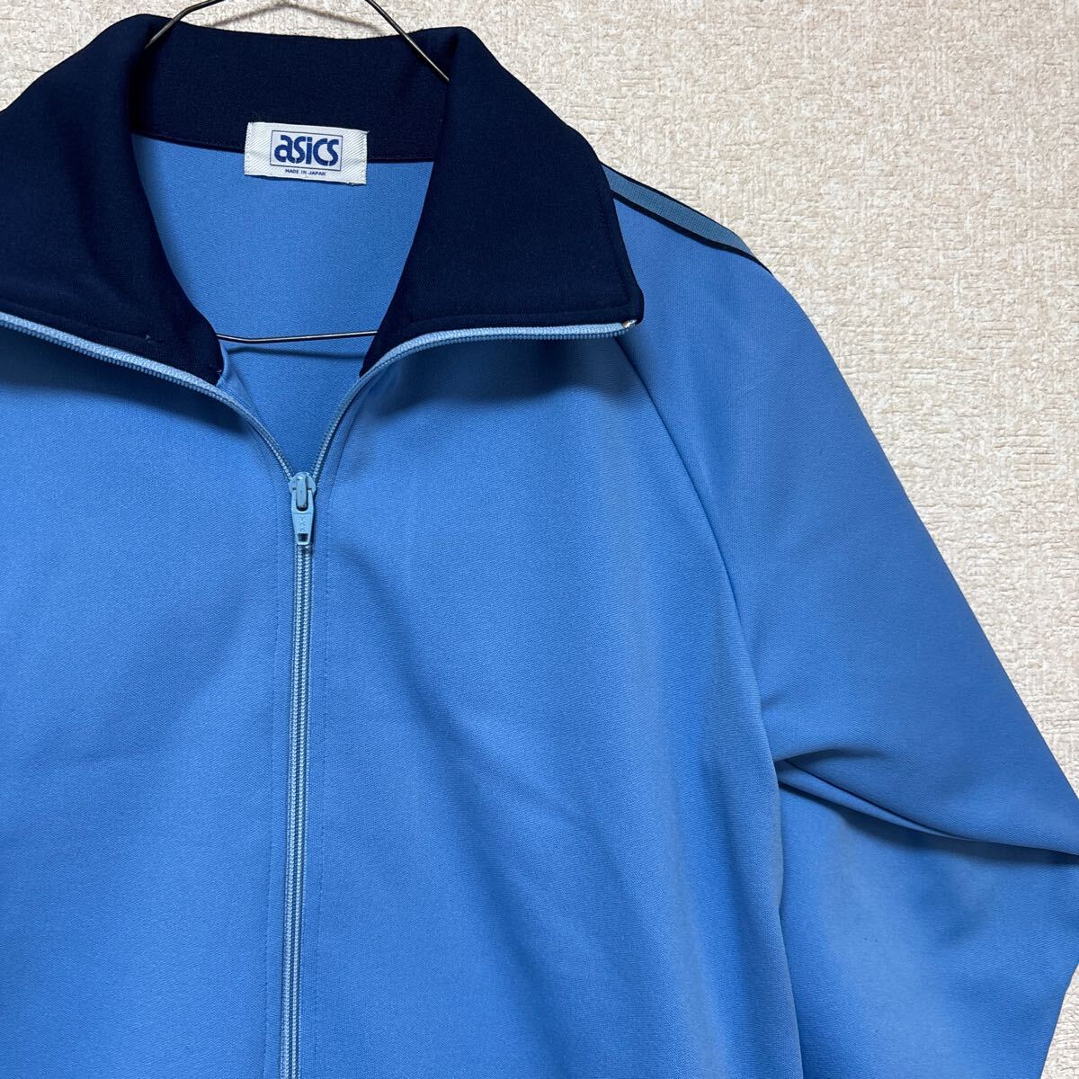 80s 【ジャパンビンテージ】　Jelenk asics アシックス　ニ本ライン　トラックジャケット　ジャージウェア　JASPO Sサイズ　XSサイズ相当
