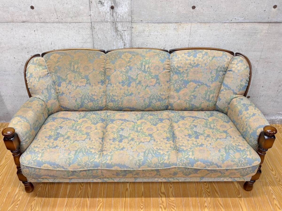 カリモク karimoku 三人掛けソファ 3Pソファ ファブリックソファ 布製 トリプルソファ レトロ クラシカル調