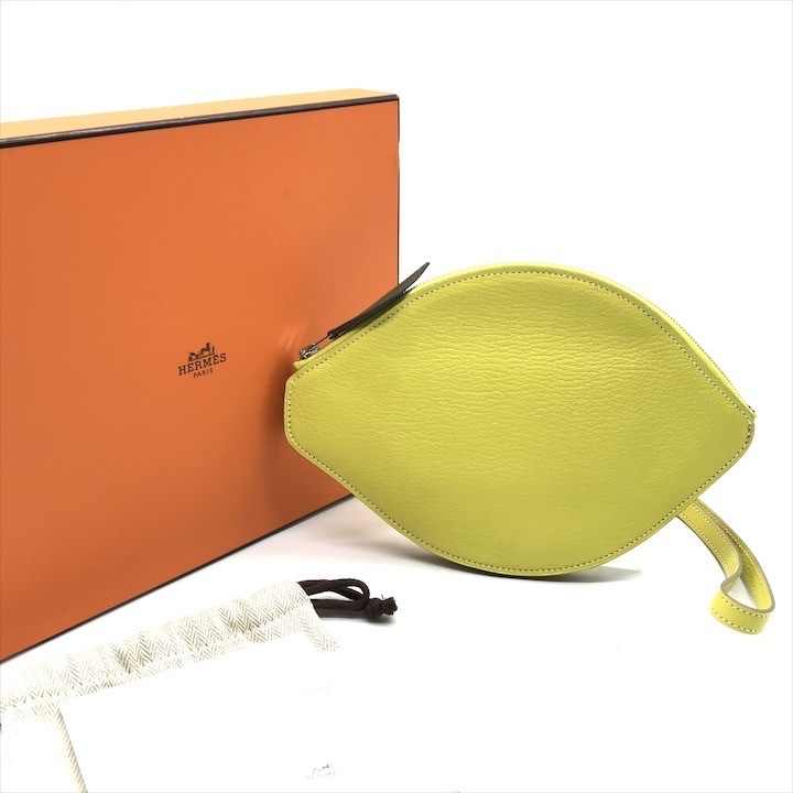 保管品 HERMES エルメス ポシェットシトロン レモン クラッチ ポーチ バッグ イエロー k4575