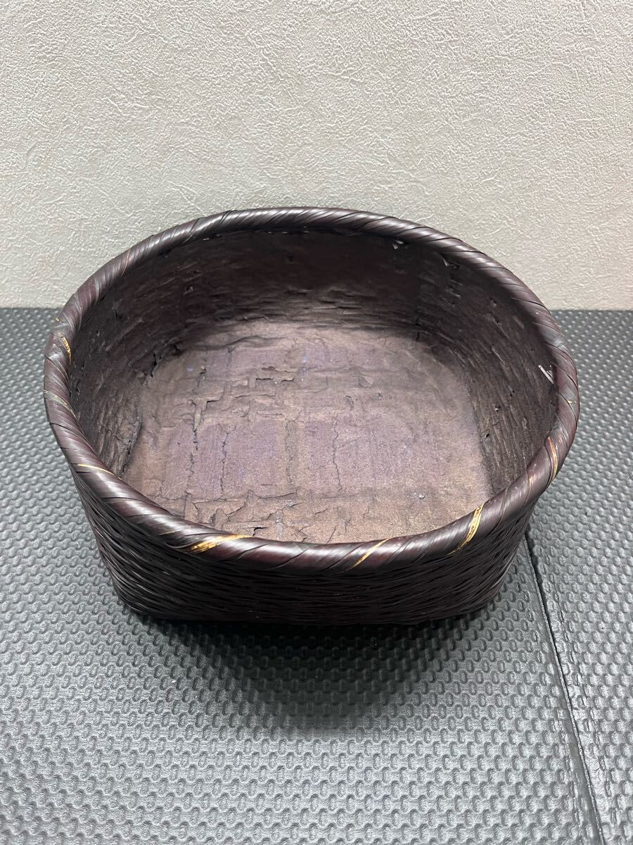 茶道具　玉晃斎 竹編 　炭斗　茶道具　竹編　炭斗籠　炭斗（すみとり）細竹　炉・風炉兼用