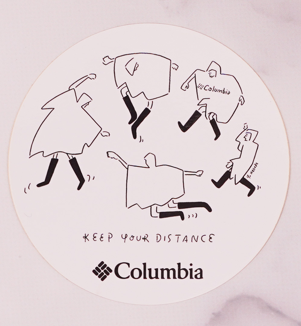 新品・未使用☆Columbia コロンビア プリントステッカー KEEP YOUR DISTANCE 1枚 縦80mm×横80mm　| デカール | 新品 | 送料無料