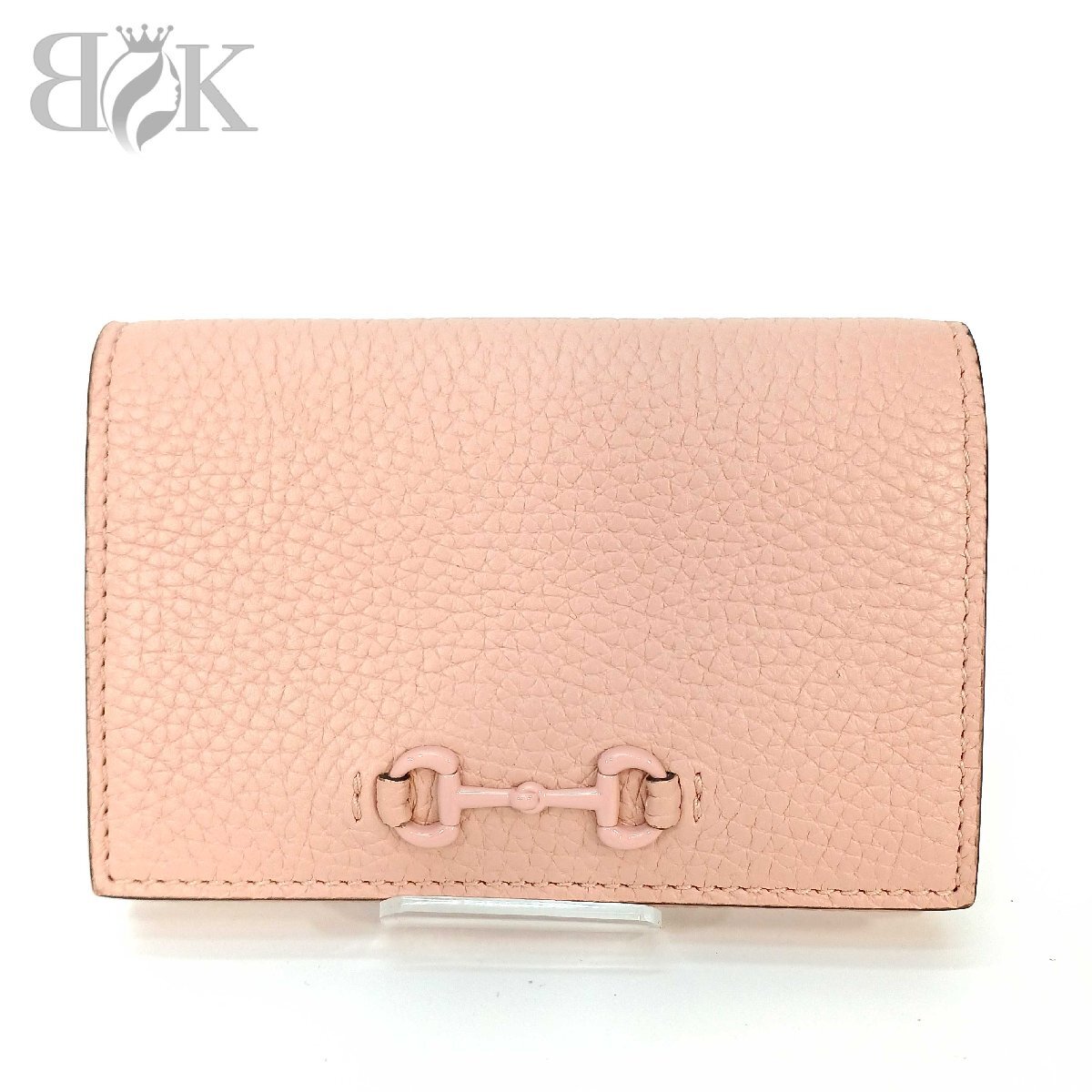 美品 グッチ 745983 レザー ホースビット カードケース レディース ピンク系 名刺入れ GUCCI 中古 ★