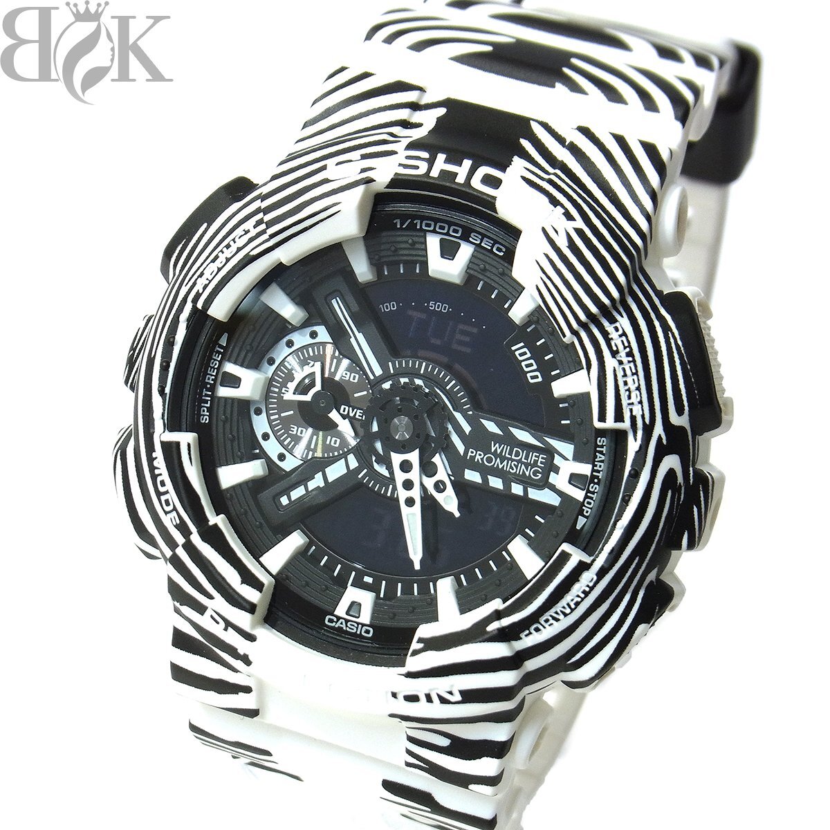 推定未使用品 カシオ G-SHOCK 110シリーズ GA-110WLP-7AJR メンズ 腕時計 デジアナ クォーツ 白 黒 グレビーシマウマ 動作品 CASIO 〓