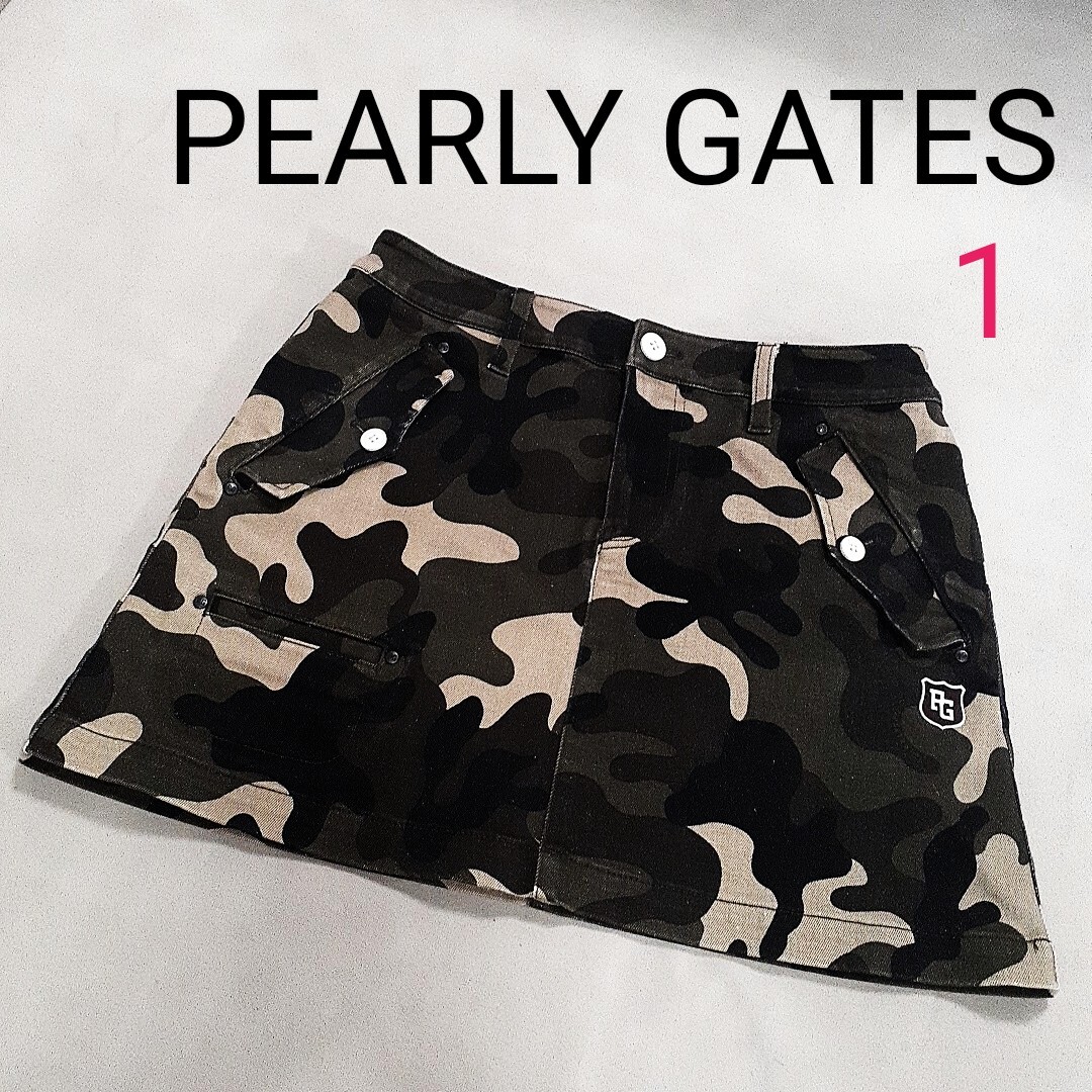 【超美品】 PEARLY GATES パーリーゲイツ ストレッチスカート スカート GOLF　ゴルフスカート　レディース1　M　迷彩柄　カモフラージュ