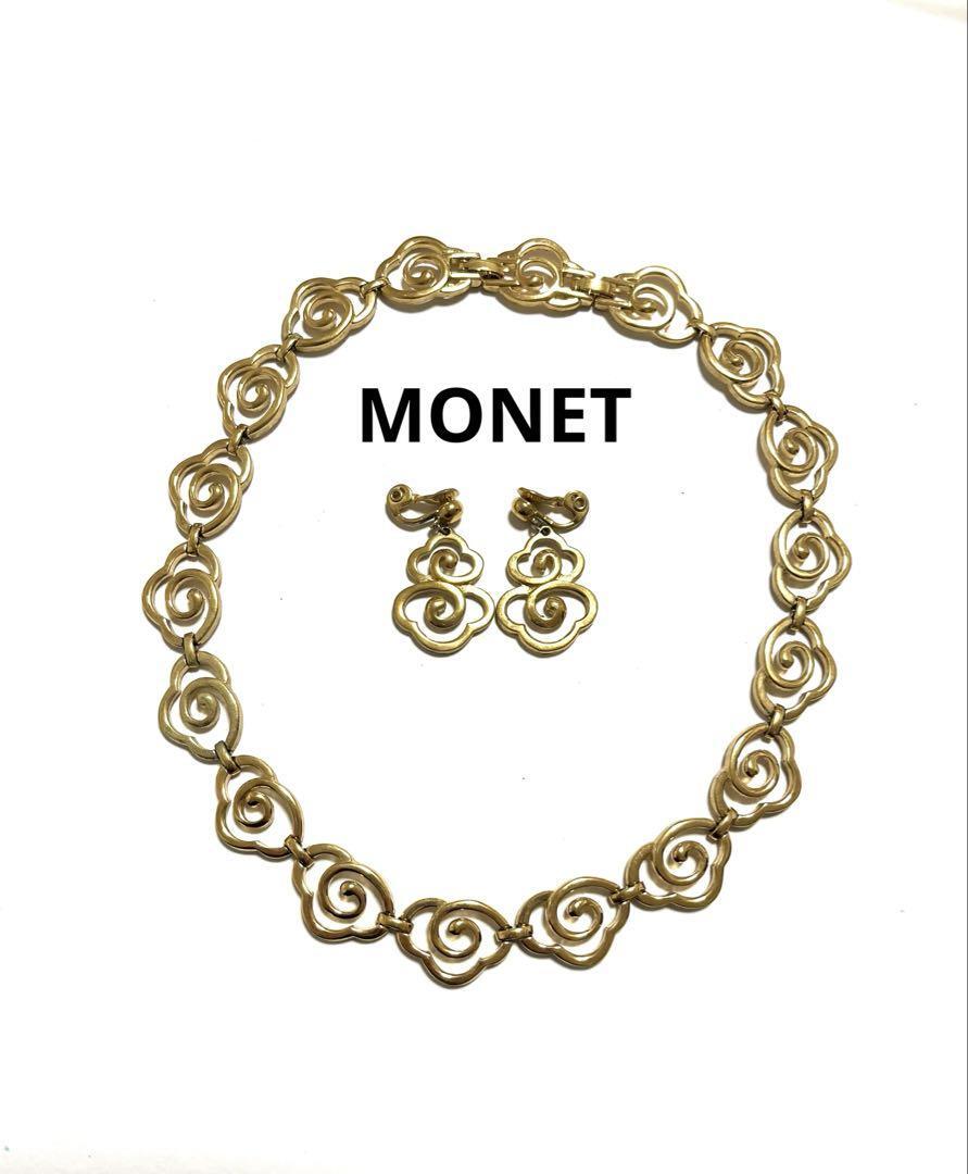 MONET モネ　花模様 ネックレスとイヤリングセット　ヴィンテージ