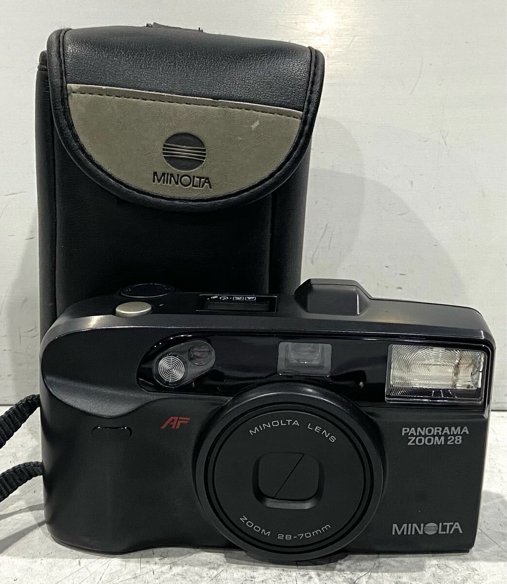 250330J☆ MINOLTA PANORAMA ZOOM 28 MINOLTA LENS ZOOM 28-70mm コンパクトフィルムカメラ ケース付 ♪配送方法＝宅急便(EAZY)♪