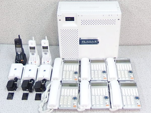 ■β Saxa/サクサ主装置＋電話機セット PT1000Ⅱ Pro主装置 + コードレス電話機　BT605+WS605 + 電話機TD625(白) 6台【0304-06】