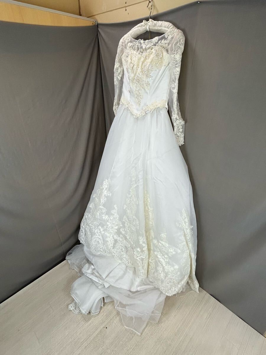 KS260】 ウエディングドレス 白 結婚式 ドレス 前撮り記念撮影　ホワイト　演奏会　コンサート　 ウェディングドレス　袖あり　9-11号