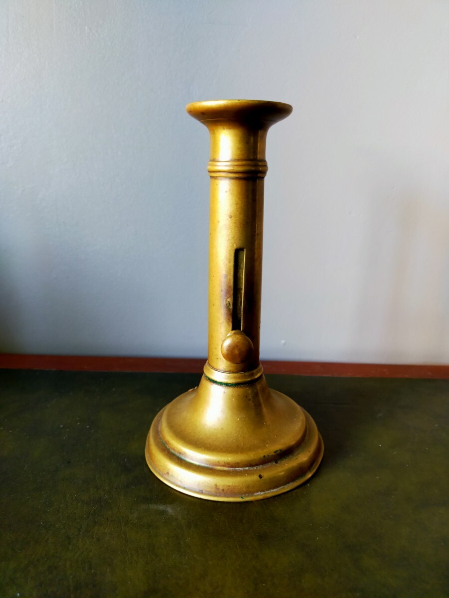 ★アンティーク品★キャンドルスタンド 真ちゅう製 高さ調整可能 16.5cm ろうそく立て フランス