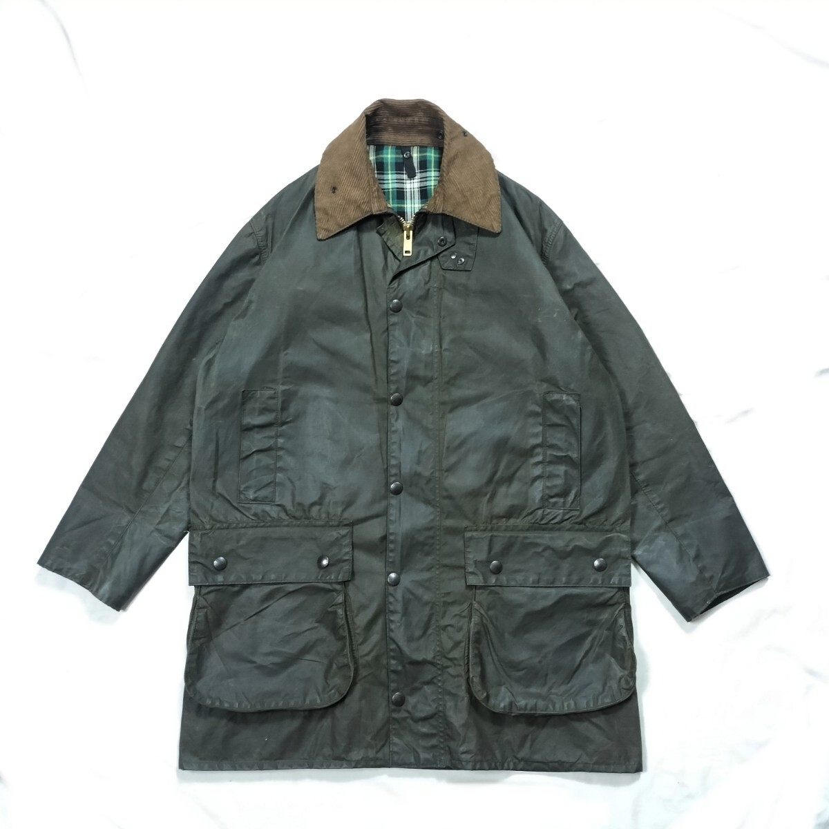 80s Barbour BORDER jacket c40 バブアー　ボーダー　オイルドジャケット　YKK棒ジップ　2ワラント　2クラウン