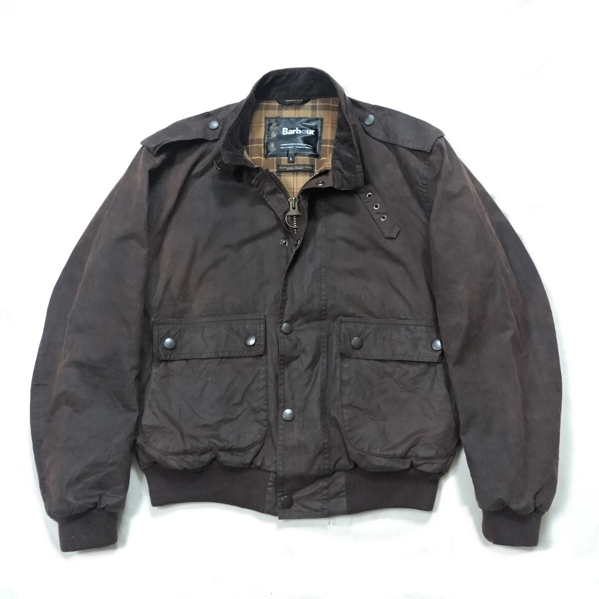 00s BARBOUR wax flyer jacket L ブラウン　ラスティック　バブアー　フライヤー　　ミリタリーフライトジャケット