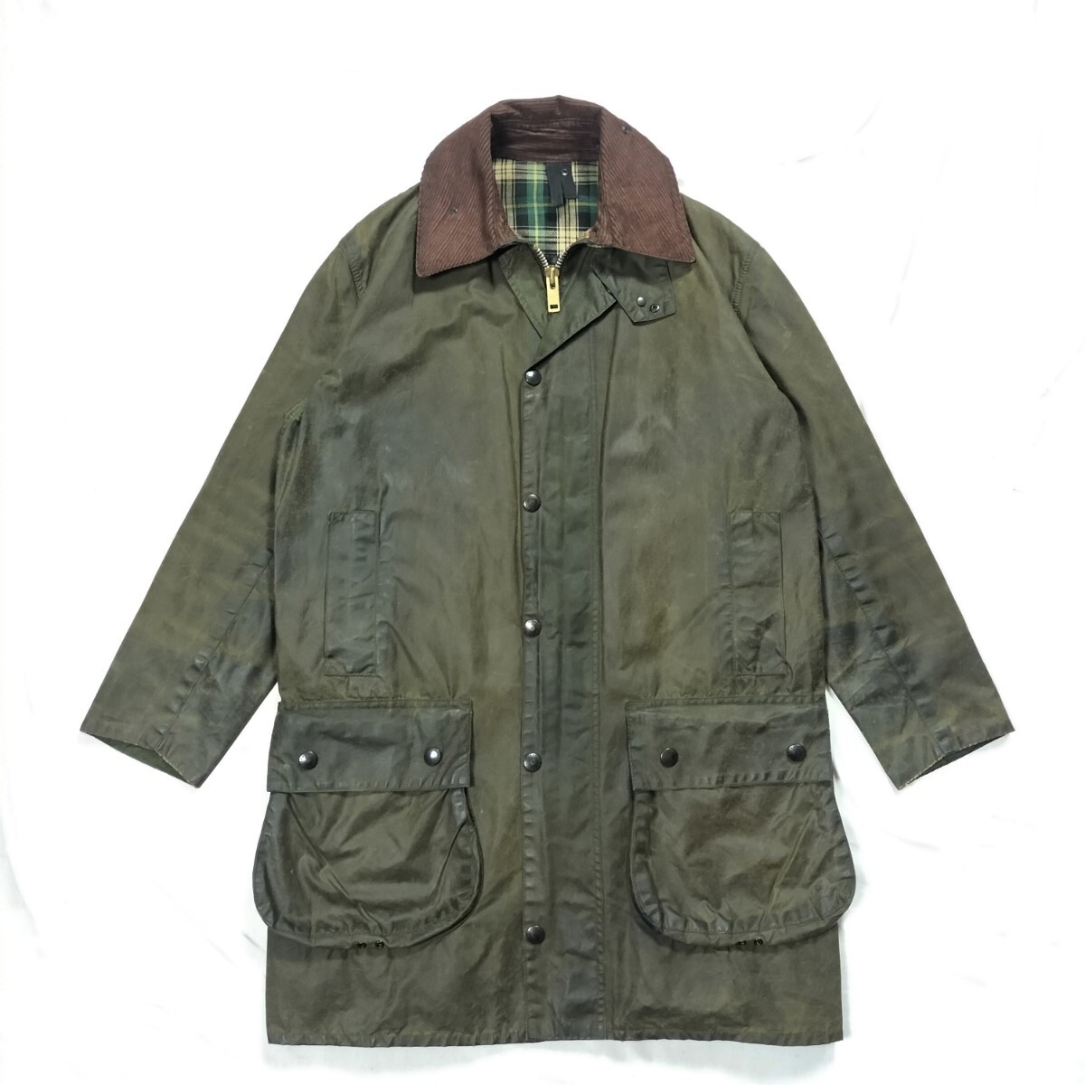 80s Barbour BORDER 36　1985 バブアー　ボーダー　オイルドジャケット　YKK棒ジップ　2ワラント　2クラウン